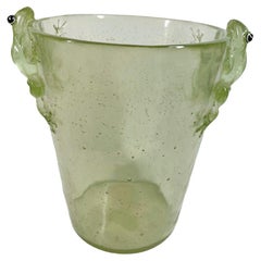 Vintage Translucent Green Lucite Tree Frog Ice Bucket / Wine Cooler
