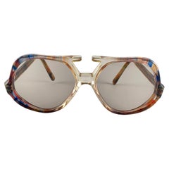 Gafas de sol vintage con montura multicolor translúcida Made in France Años 70