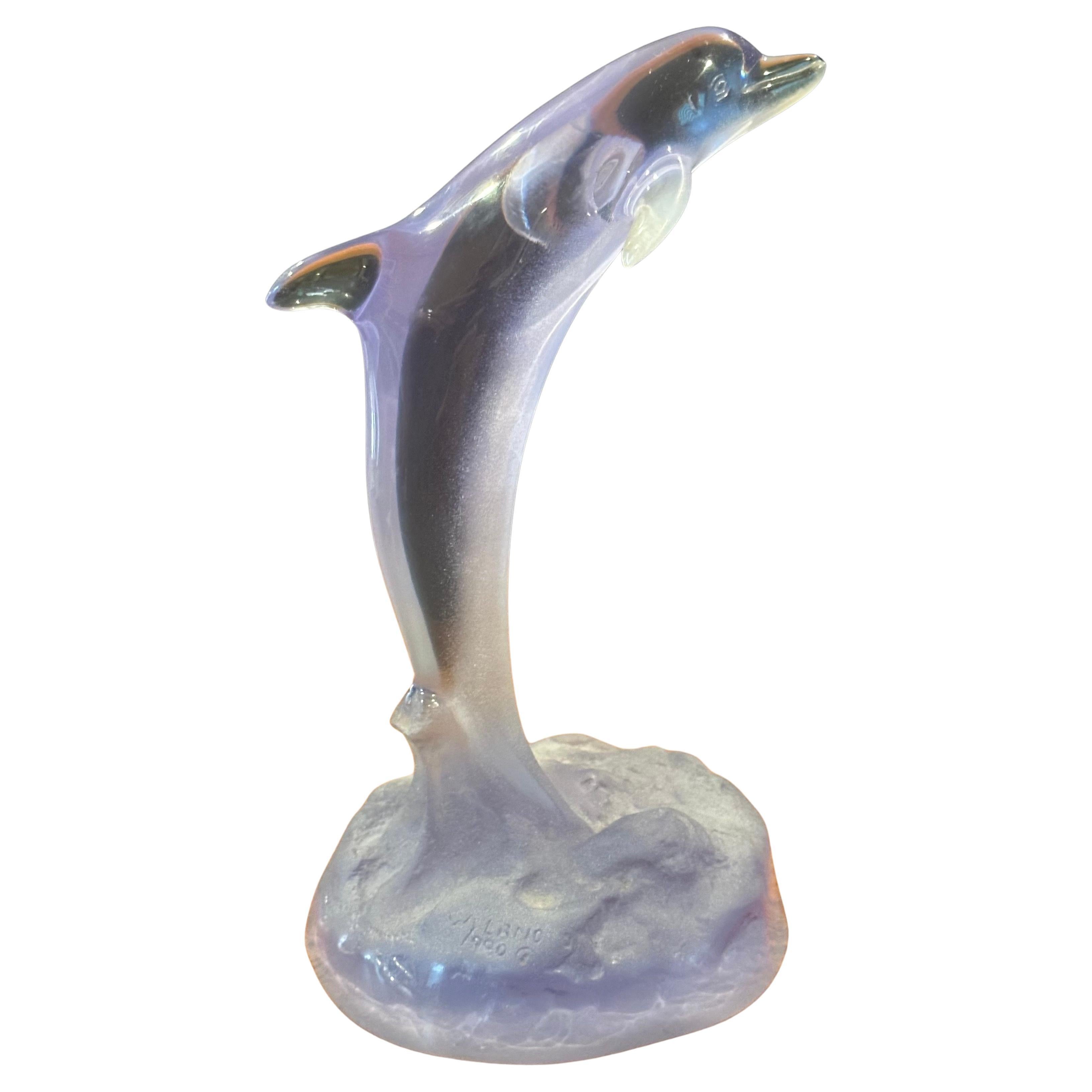 Vintage Translucent Purple Acrylic Dolphin Sculpture by Robert Wyland 1990