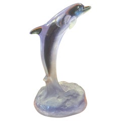 Vintage Translucent Purple Acrylic Dolphin Sculpture by Robert Wyland 1990