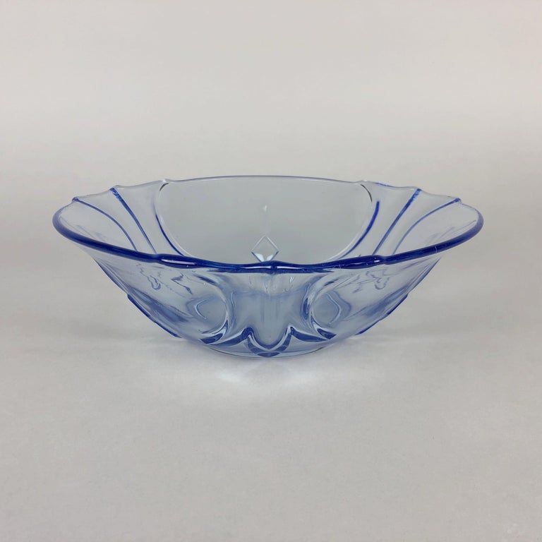 Vintage, Transparent Blue Glass Serving Bowl, 1960's For Sale at 1stDibs