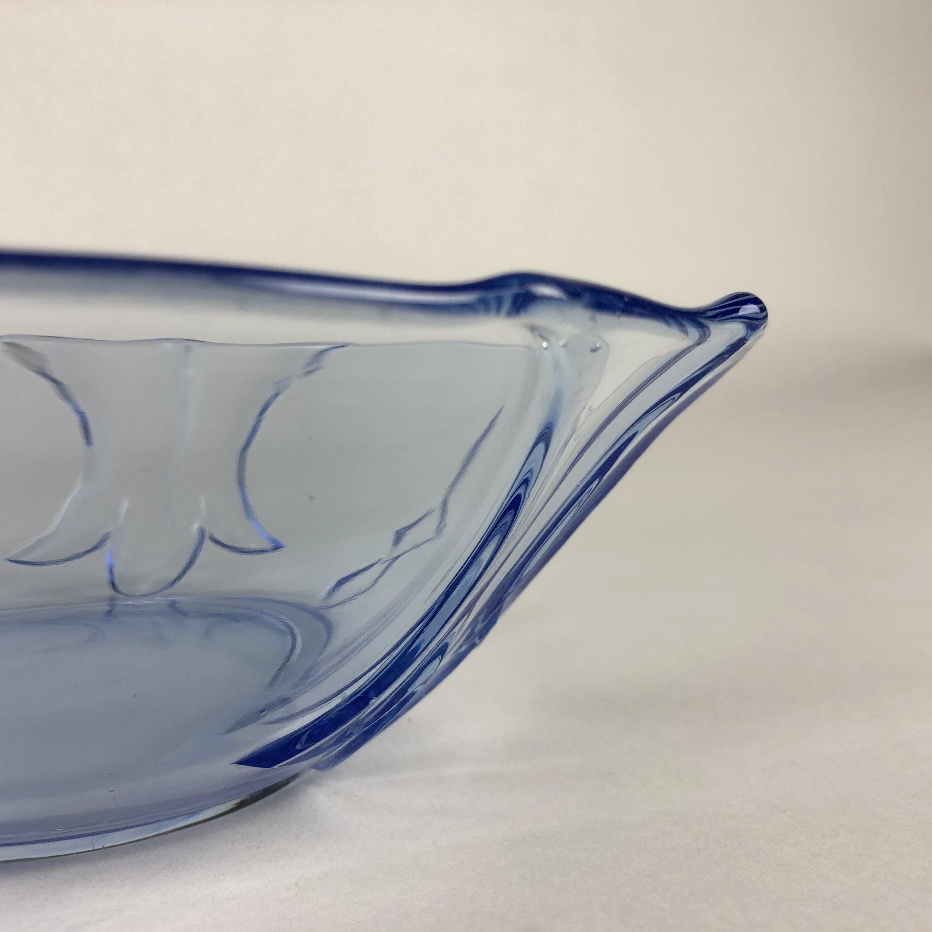 20th Century Vintage, Transparent Blue Glass Serving Bowl, 1960's For Sale