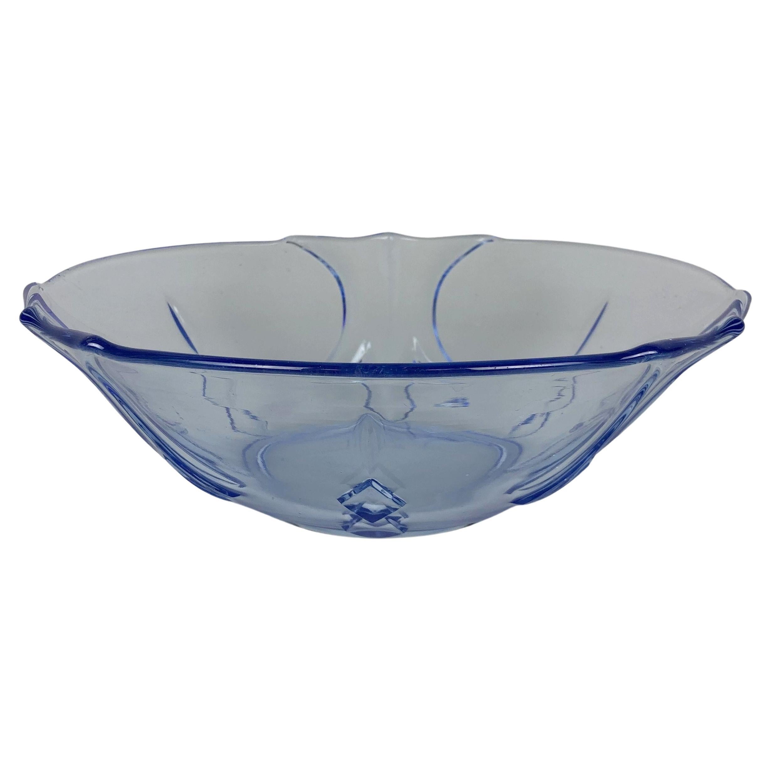 Vintage, Transparent Blue Glass Serving Bowl, 1960's For Sale