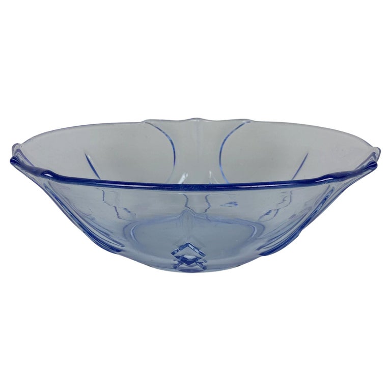 Vintage, Transparent Blue Glass Serving Bowl, 1960's For Sale at 1stDibs