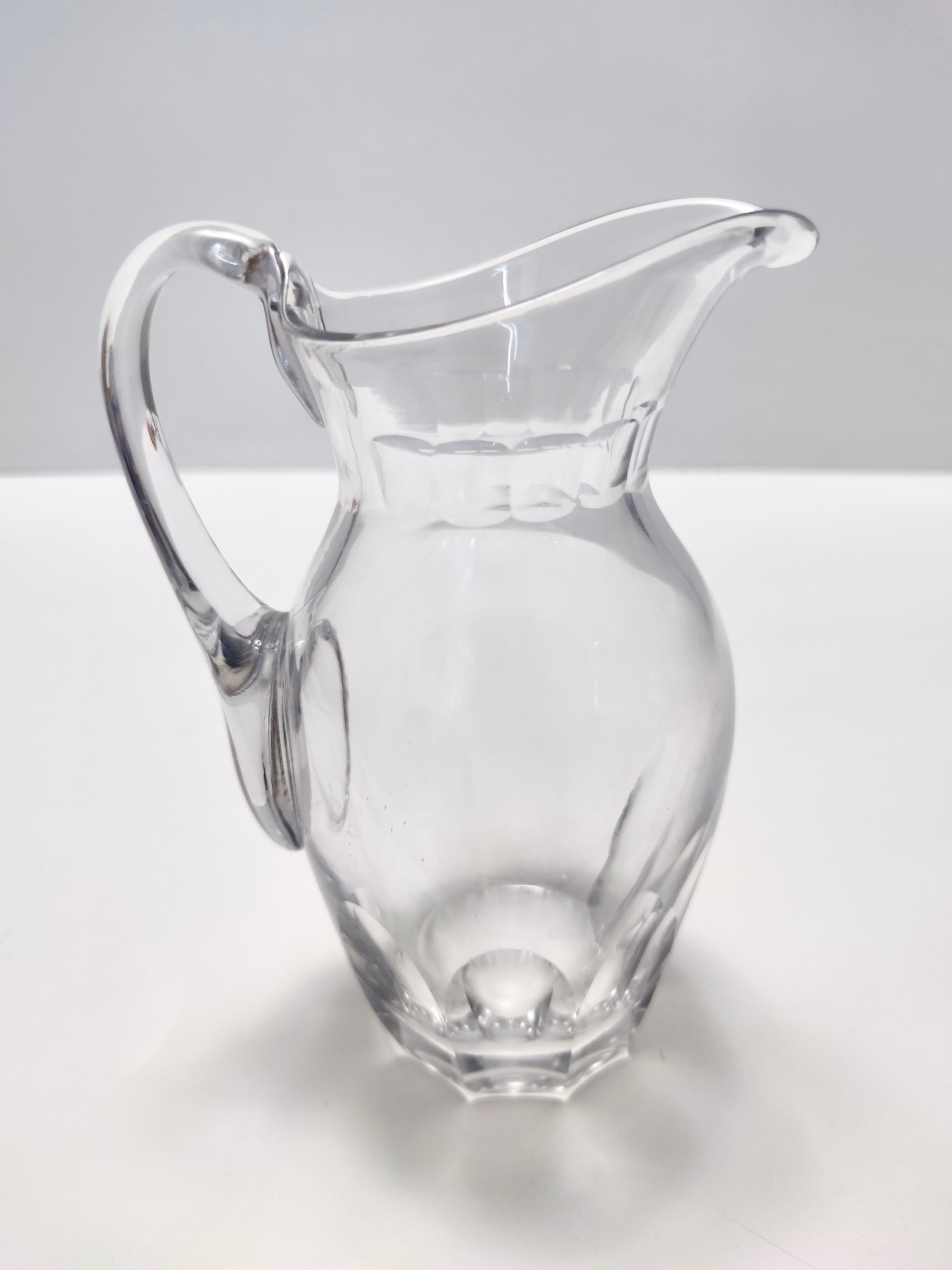 Mid-Century Modern Vintage Transparent Crystal Pitcher Attr. to Baccarat For Sale