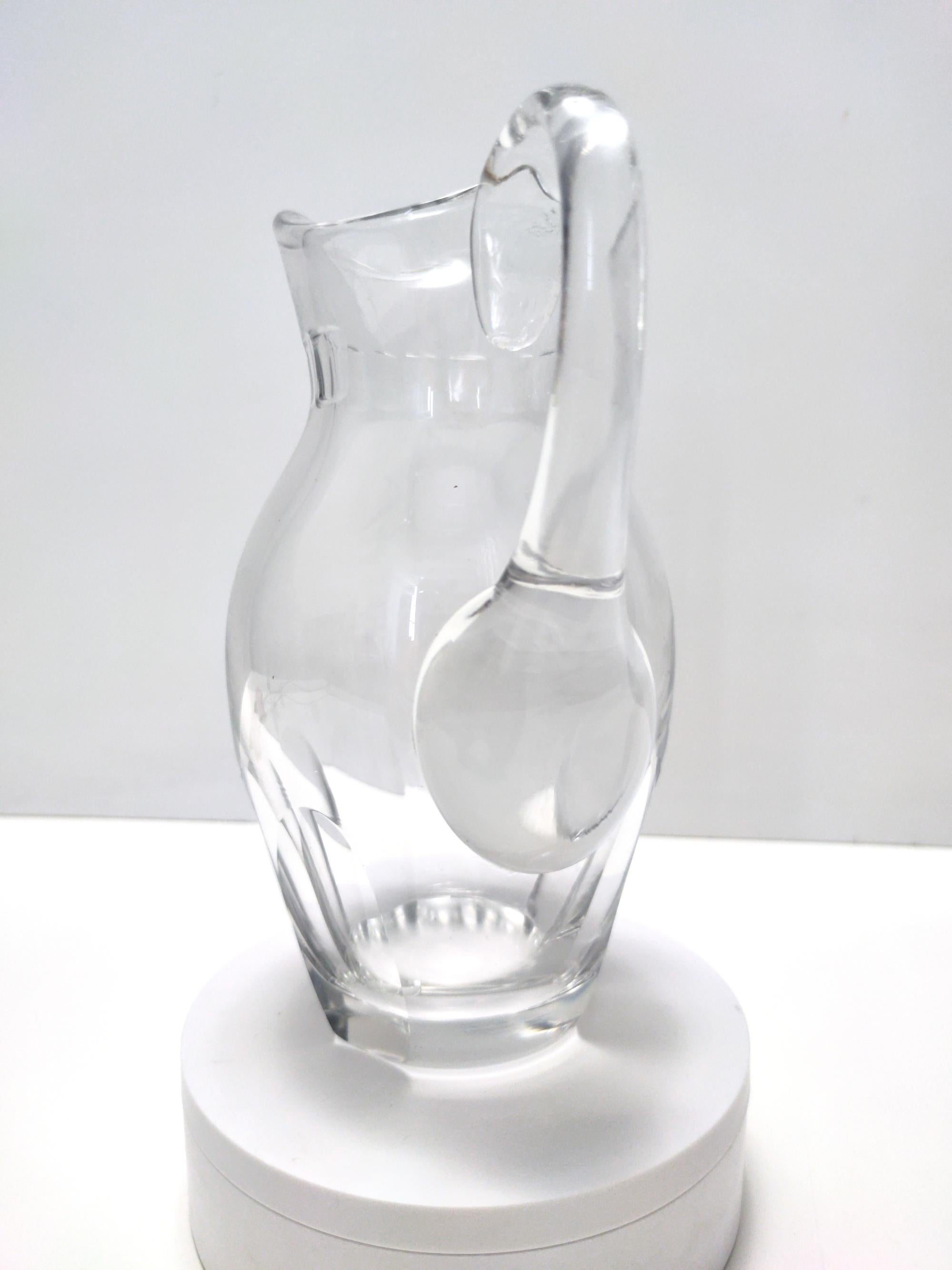 Italian Vintage Transparent Crystal Pitcher Attr. to Baccarat For Sale