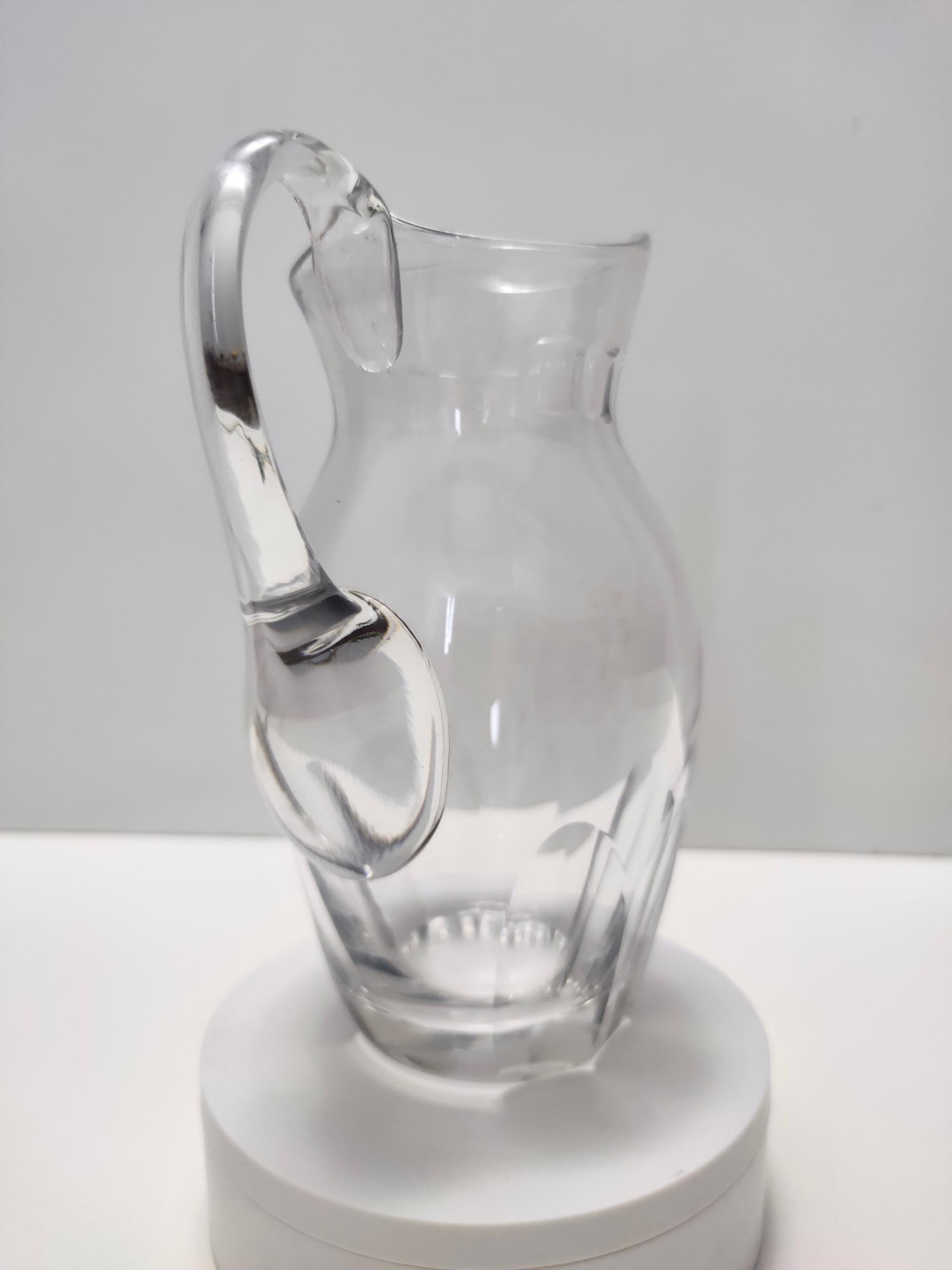 Vintage Transparent Crystal Pitcher Attr. to Baccarat In Excellent Condition For Sale In Bresso, Lombardy