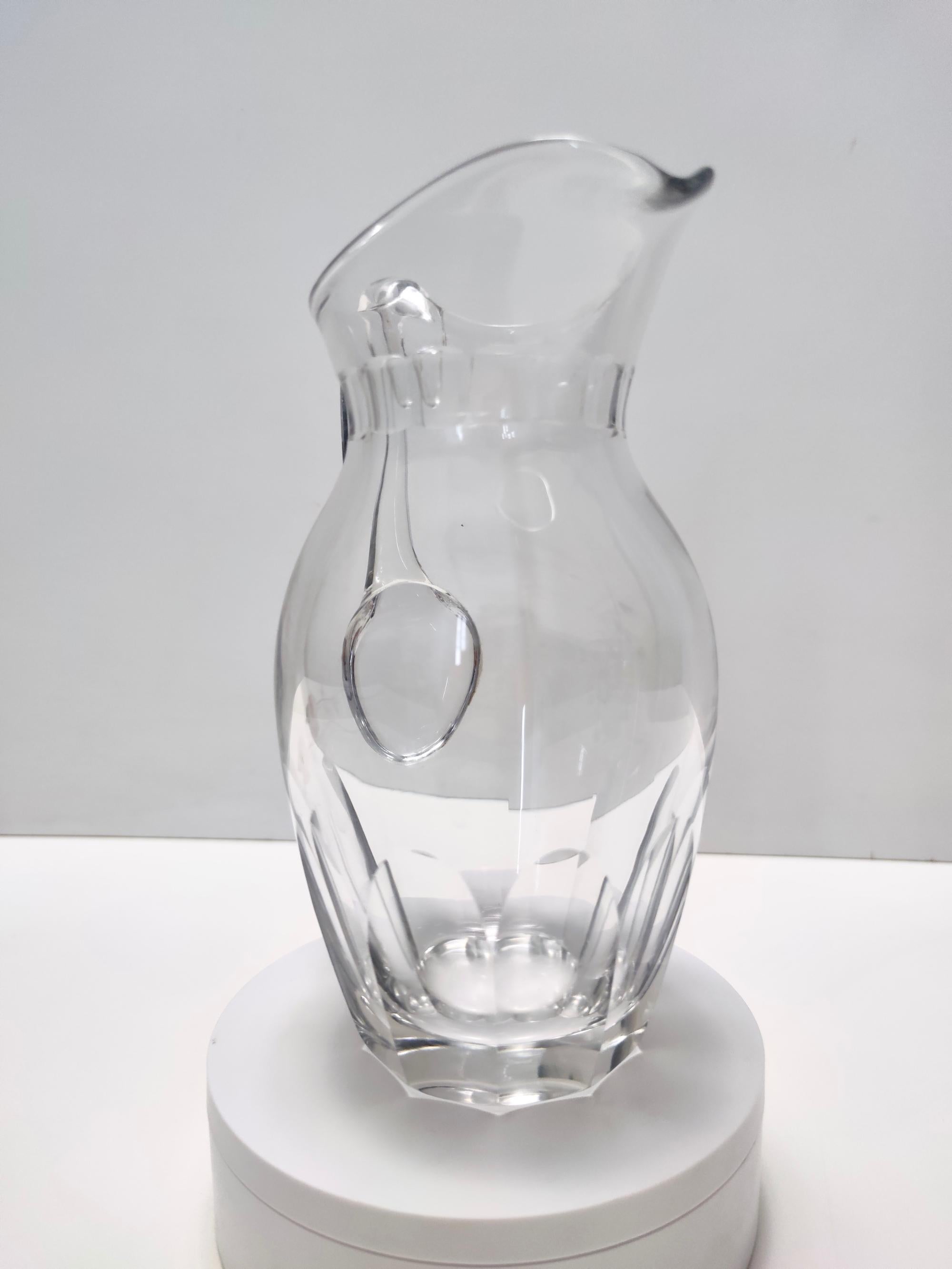 Mid-20th Century Vintage Transparent Crystal Pitcher Attr. to Baccarat For Sale