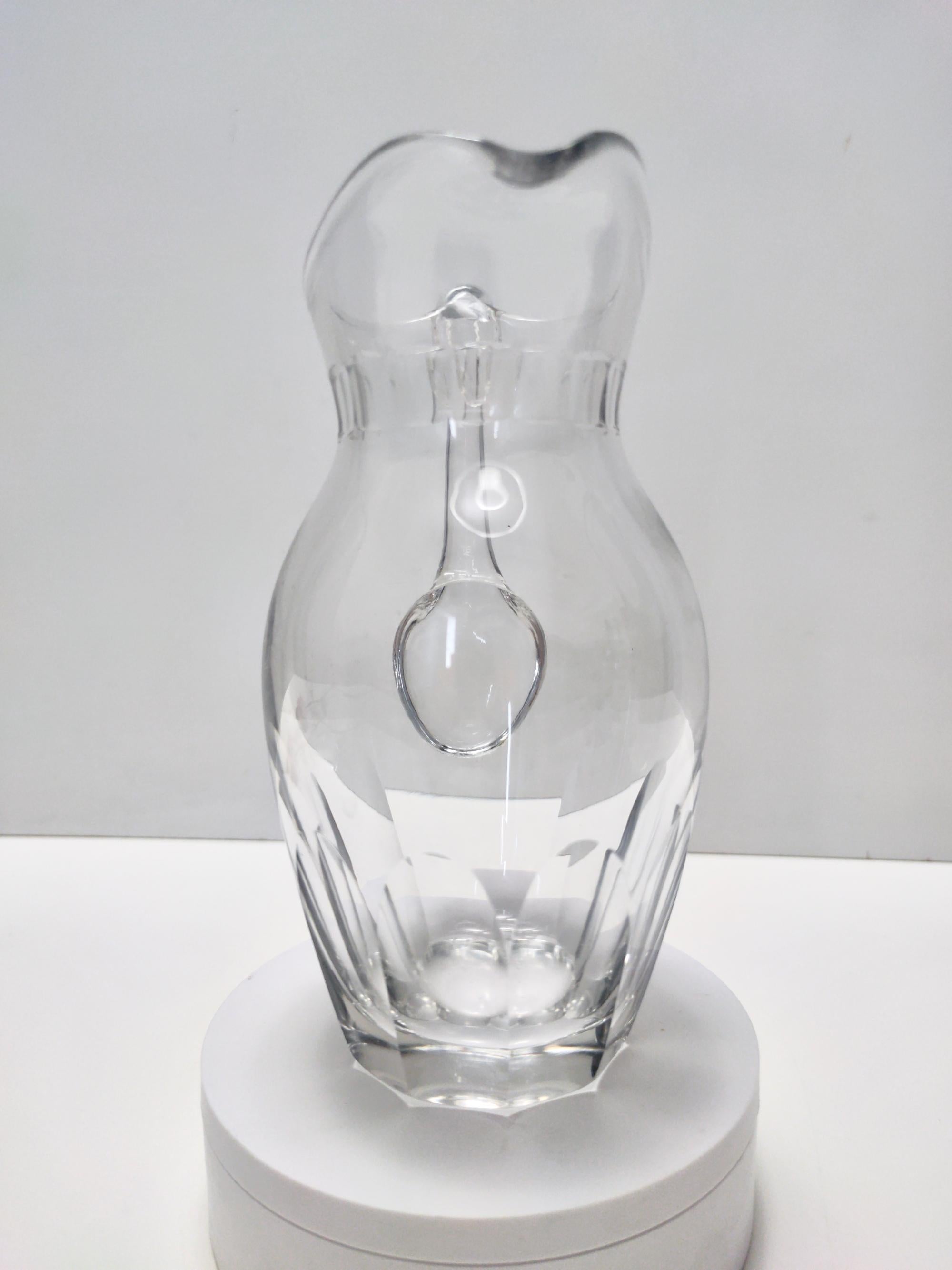 Vintage Transparent Crystal Pitcher Attr. to Baccarat For Sale 1