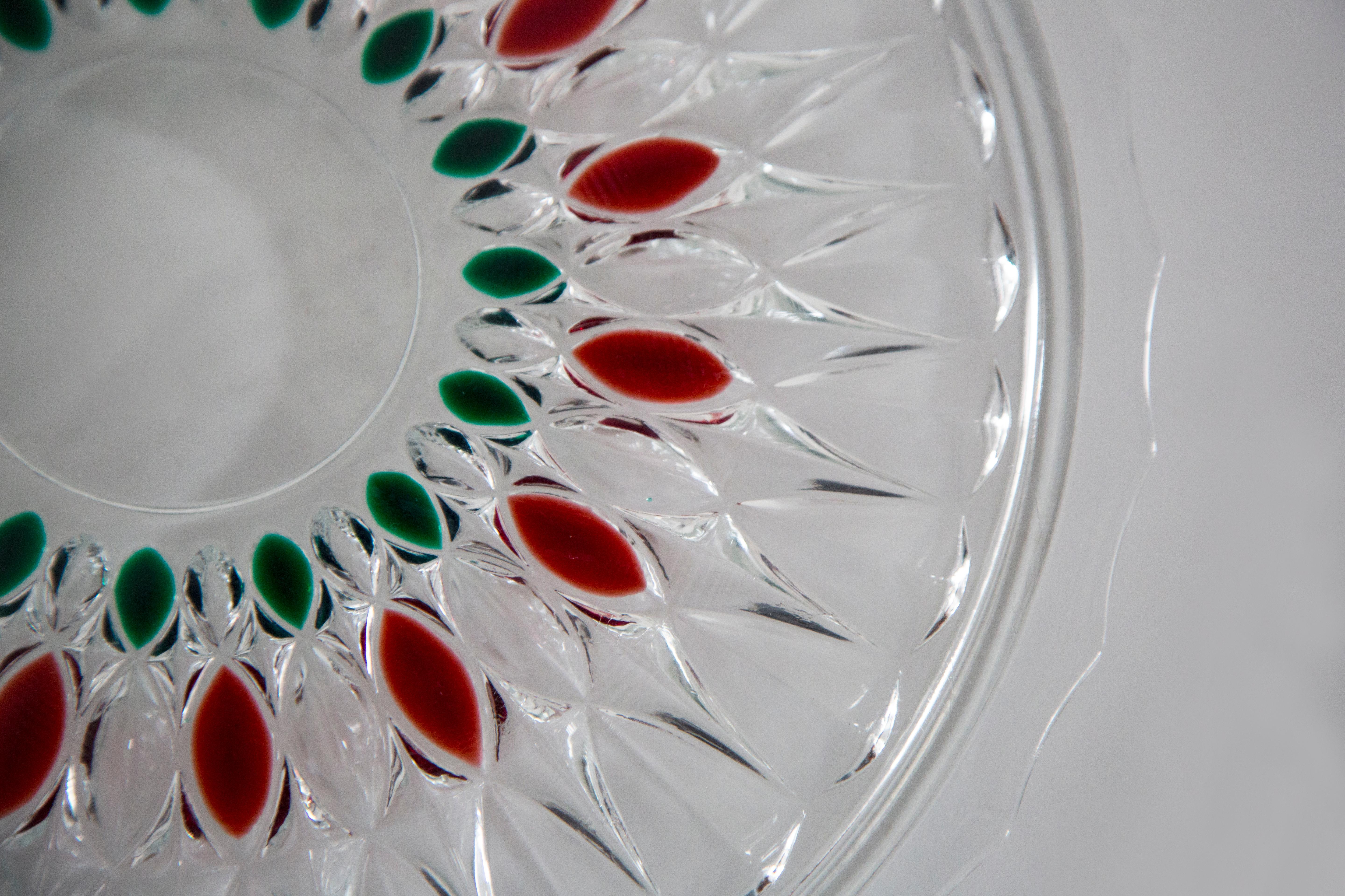 Vintage Transparent Decorative Crystal Glass Fruit or Cake Plate, Italy, 1960s For Sale 3