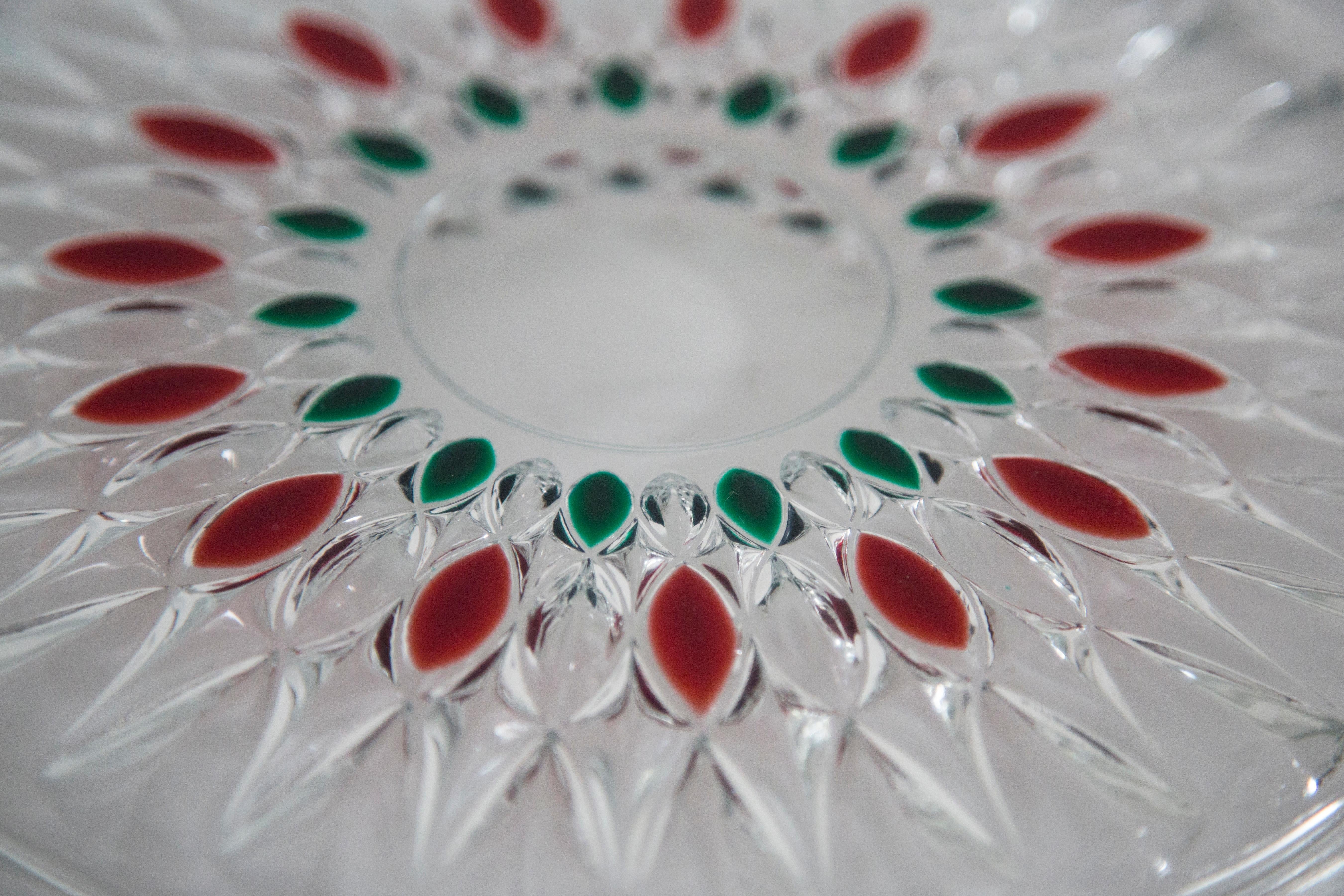 Vintage Transparent Decorative Crystal Glass Fruit or Cake Plate, Italy, 1960s For Sale 4