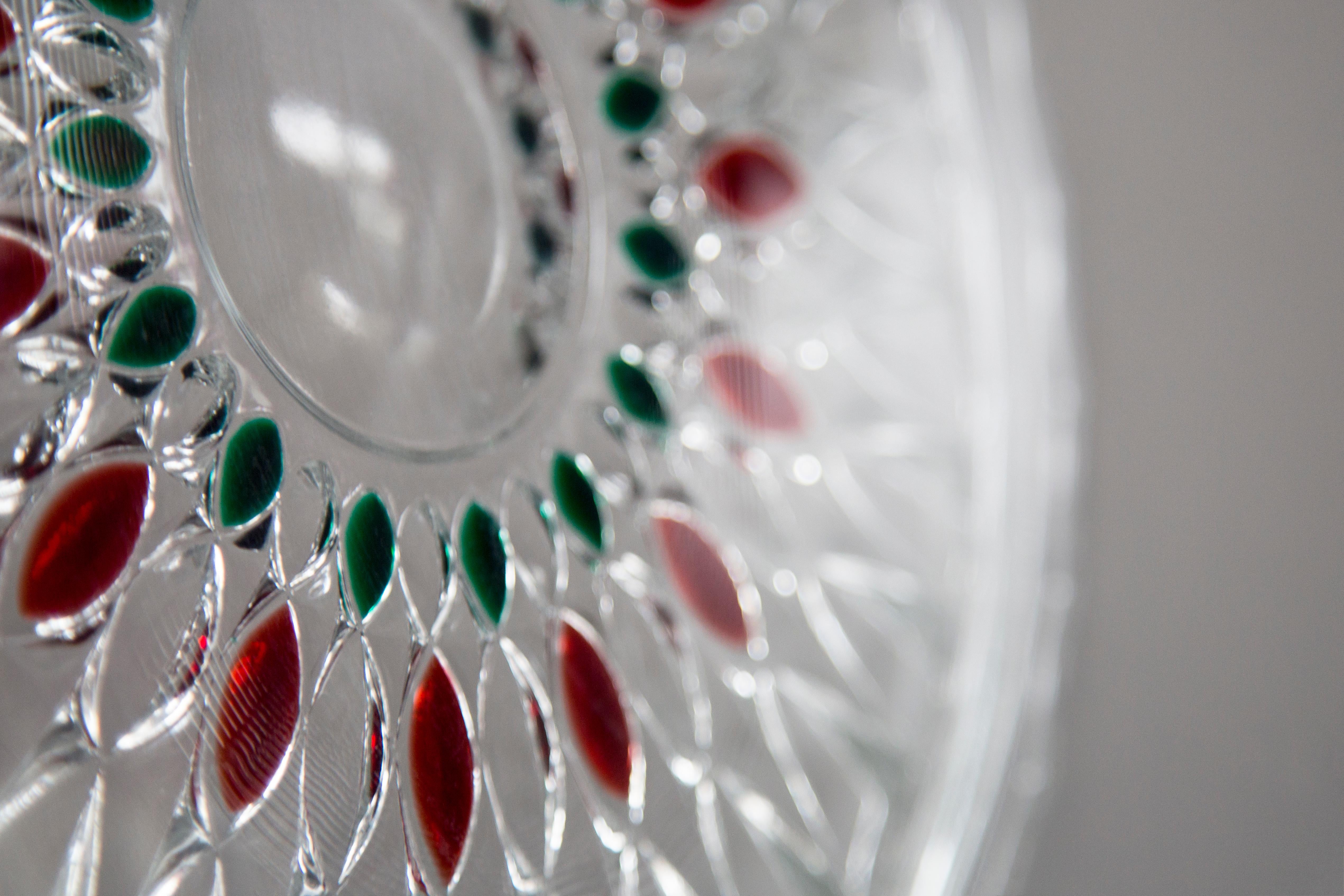 Vintage Transparent Decorative Crystal Glass Fruit or Cake Plate, Italy, 1960s For Sale 2