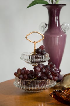 Transparenter dekorativer Obstteller aus Kristallglas im Vintage-Stil, Italien, 1960er Jahre