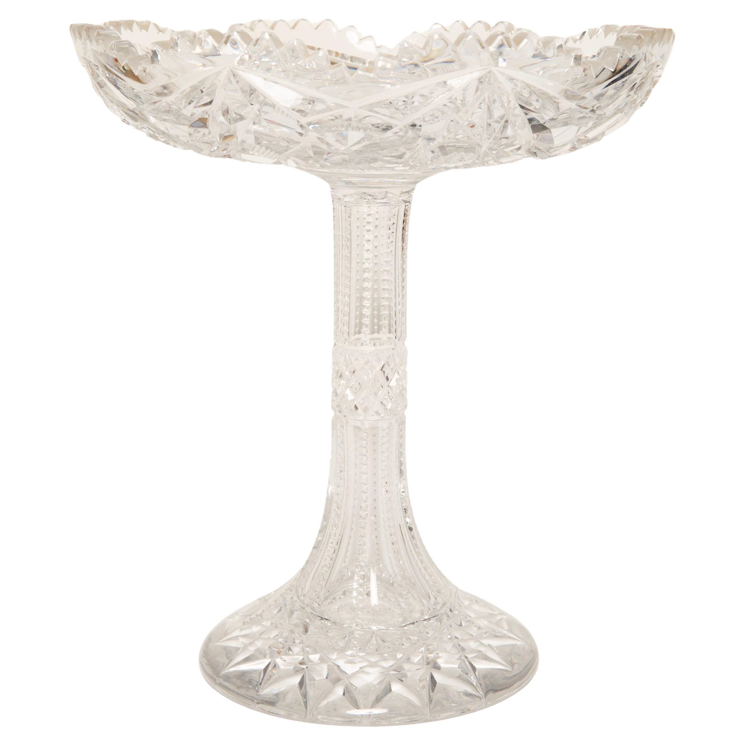 Vintage Transparent Decorative Crystal Glass Fruit Plate, Italy, 1960s