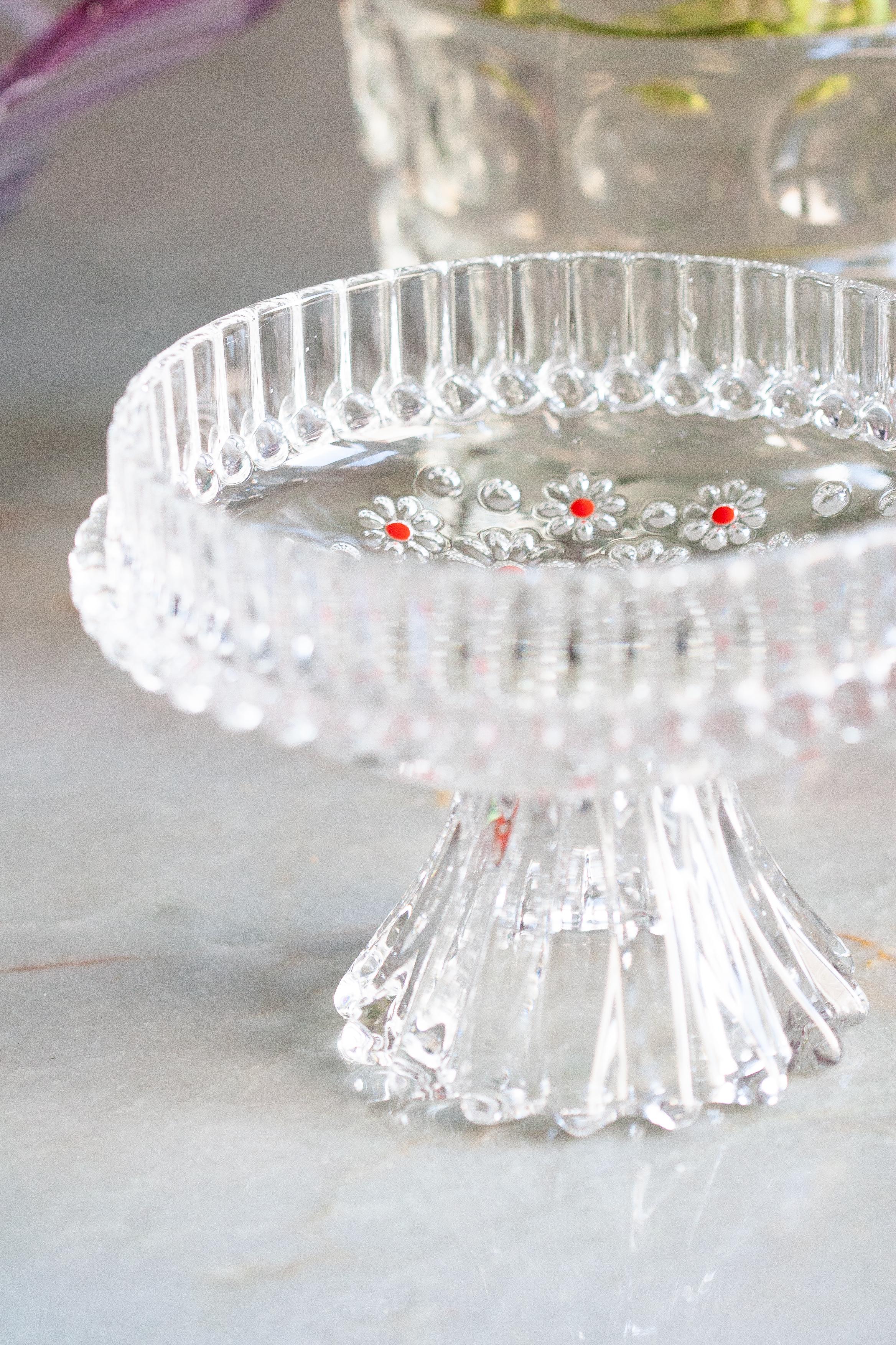 Vintage Transparent Decorative Crystal Glass Plate, Italy, 1960s For Sale 2