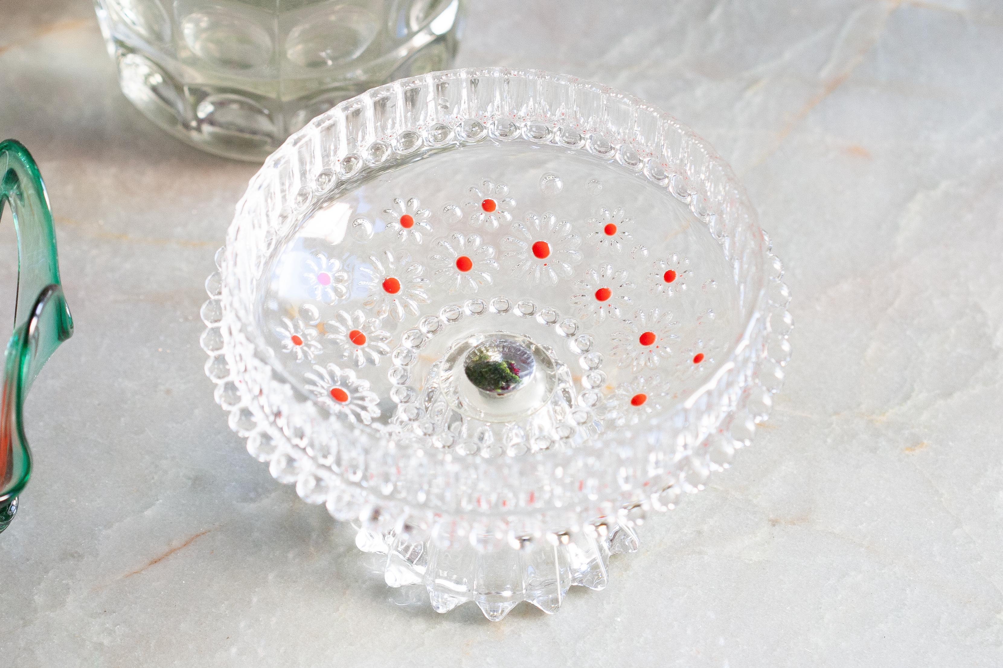 Vintage Transparent Decorative Crystal Glass Plate, Italy, 1960s For Sale 6