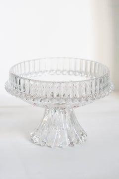 Vintage Transparent Decorative Crystal Glass Plate, Italy, 1960s