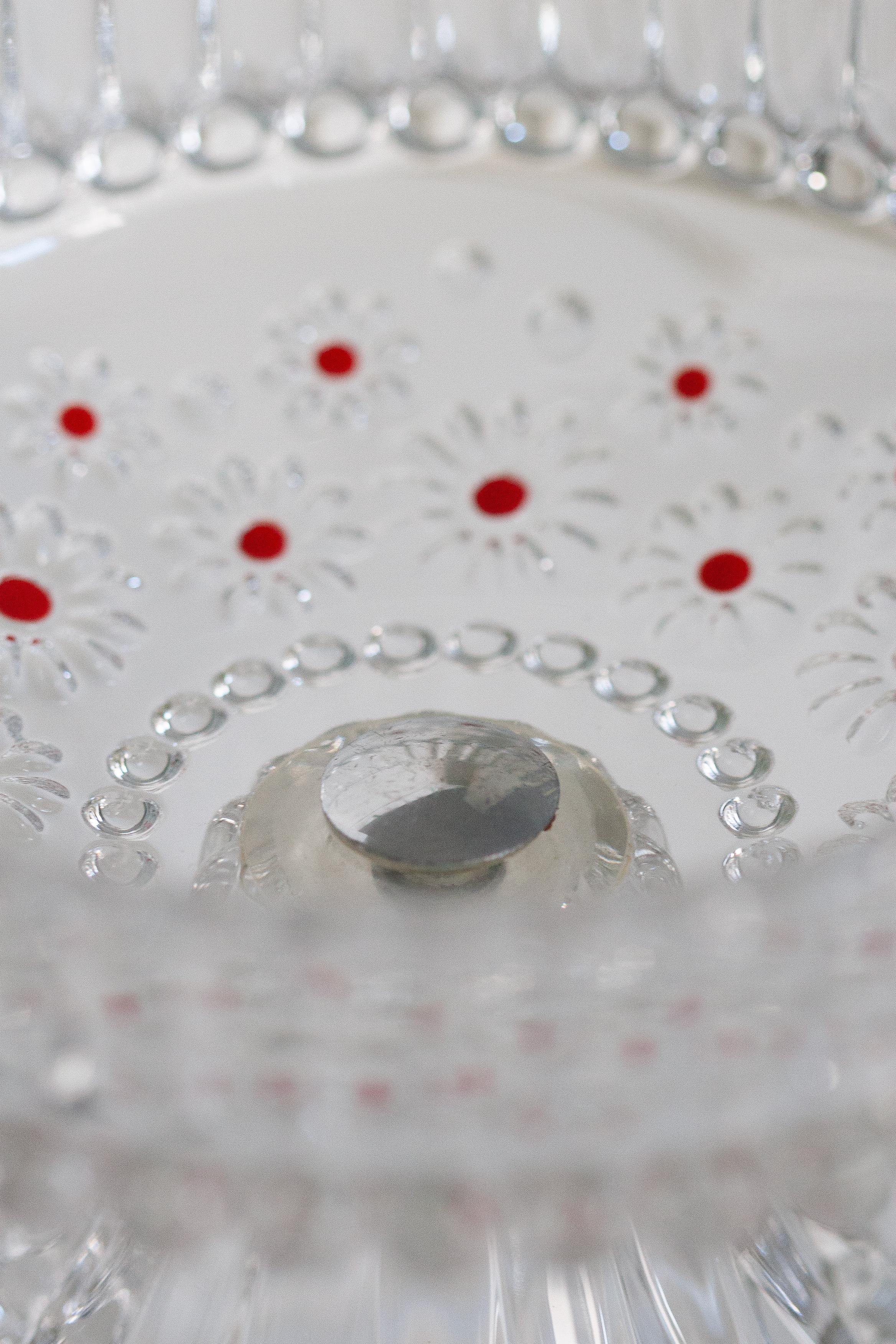 Vintage Transparent Decorative Crystal Glass Plate, Italy, 1960s In Good Condition For Sale In 05-080 Hornowek, PL