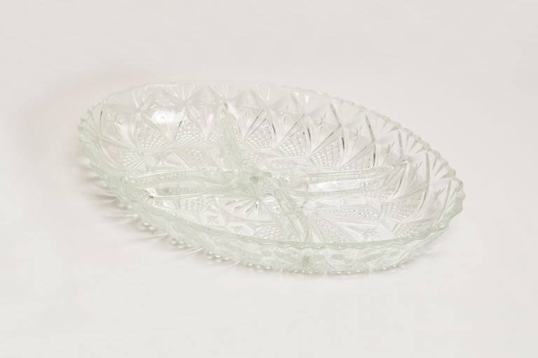 Vintage Transparent Decorative Crystal Glass Plate, Italy, 1960s For