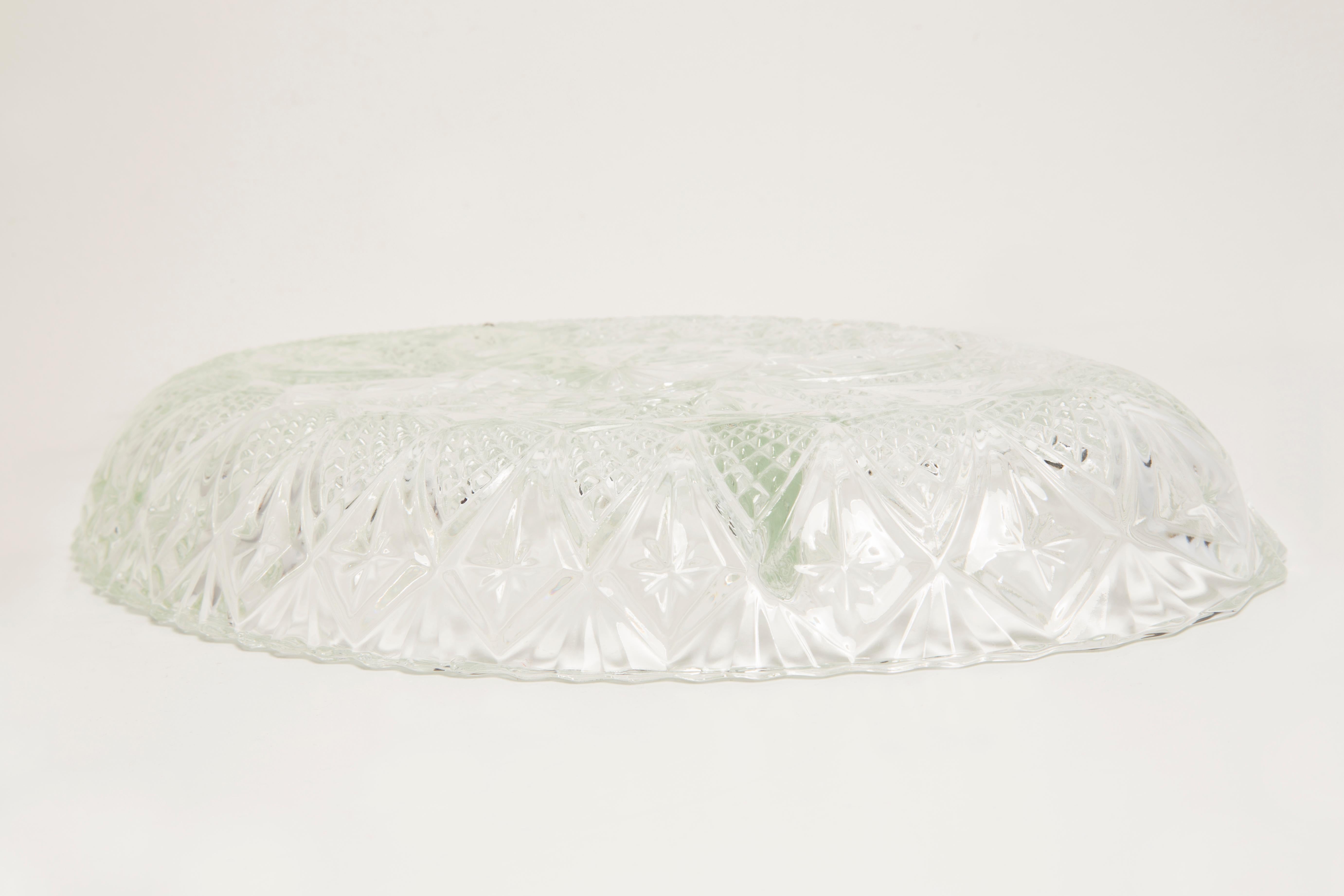 Vintage Transparent Decorative Crystal Glass Plate, Italy, 1960s For Sale 1