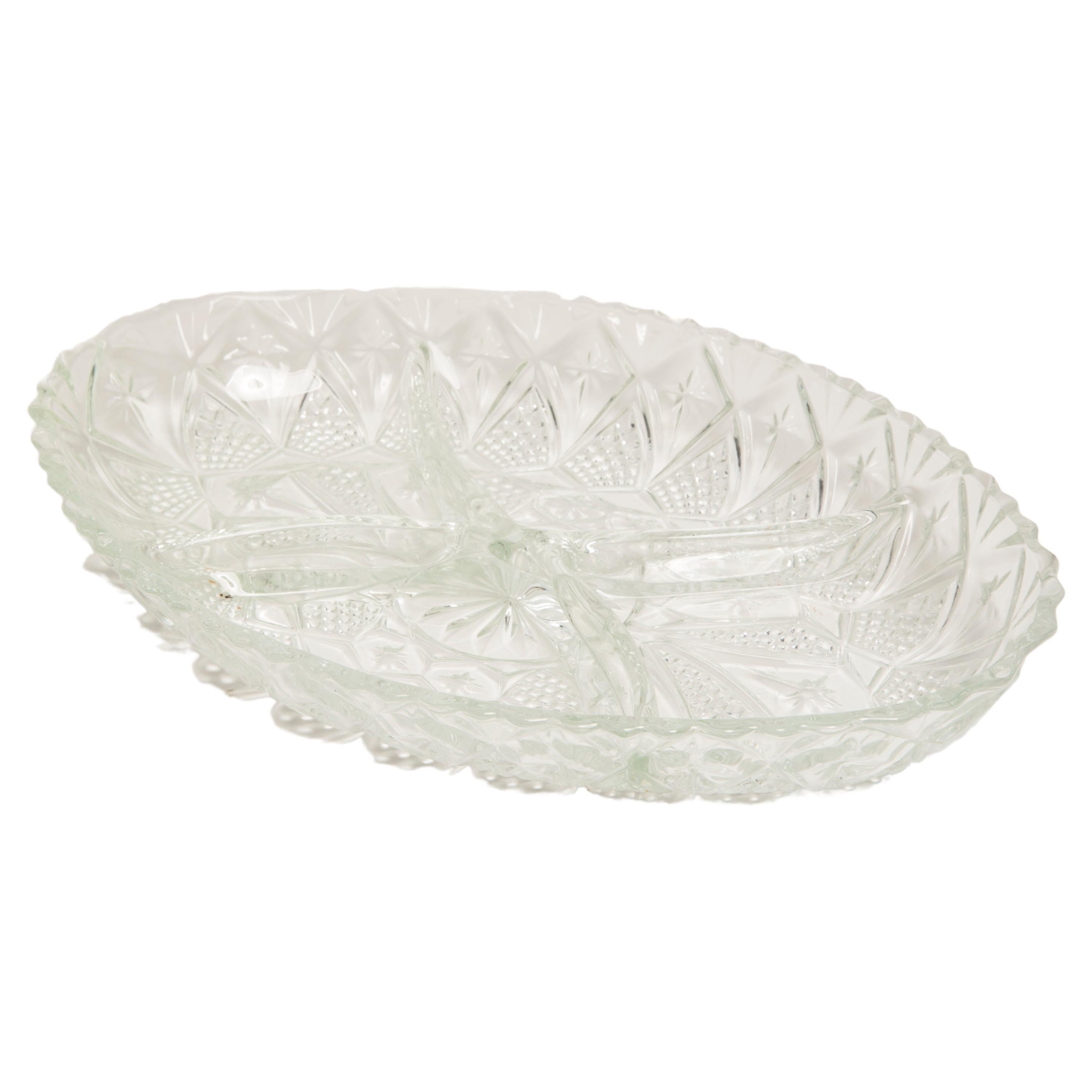 Vintage Transparent Decorative Crystal Glass Plate, Italy, 1960s For Sale