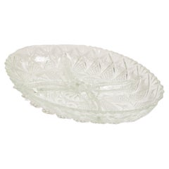Vintage Transparent Decorative Crystal Glass Plate, Italy, 1960s