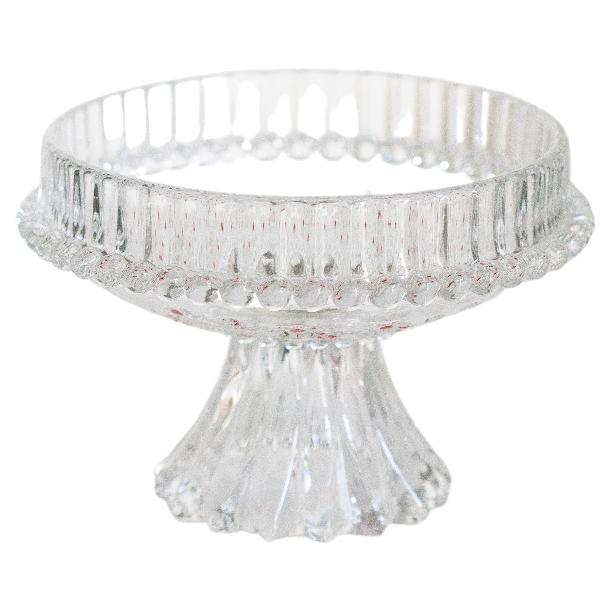 Vintage Transparent Decorative Crystal Glass Plate, Italy, 1960s