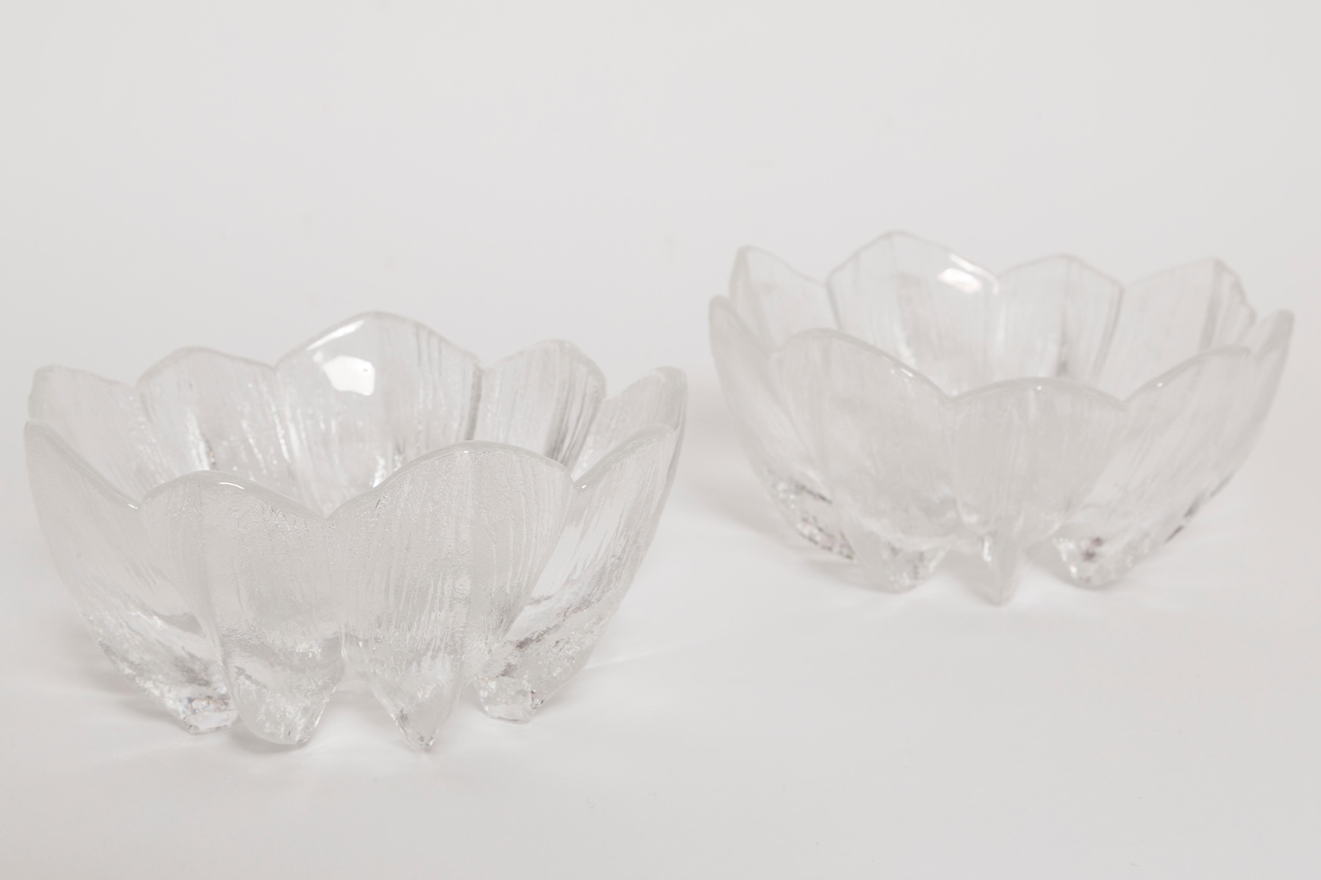 Mid-Century Modern Vintage Transparent Decorative Glass Flower Bowls, Drost, Europe, 1960s For Sale