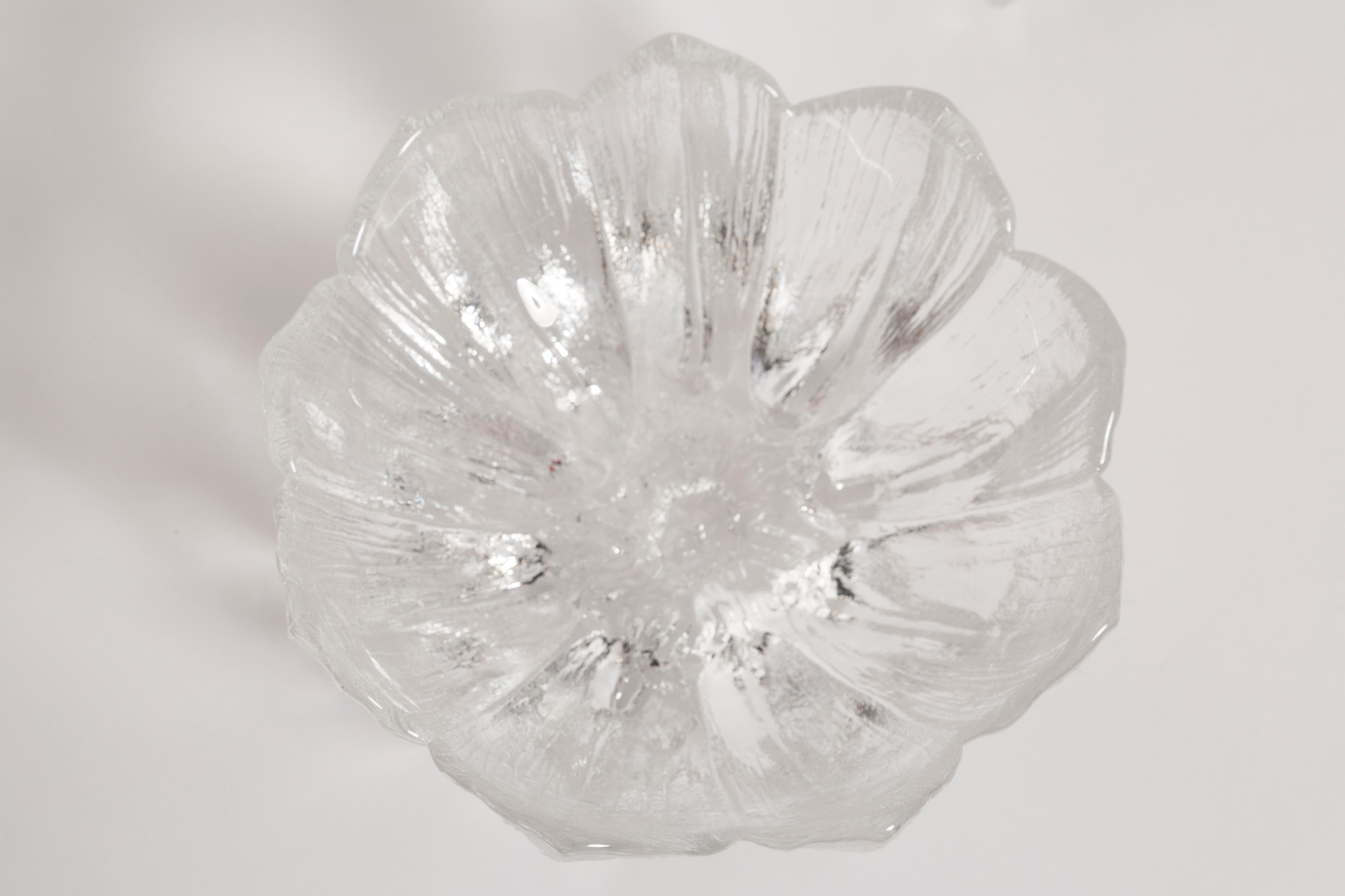 Vintage Transparent Decorative Glass Flower Bowls, Drost, Europe, 1960s In Excellent Condition For Sale In 05-080 Hornowek, PL
