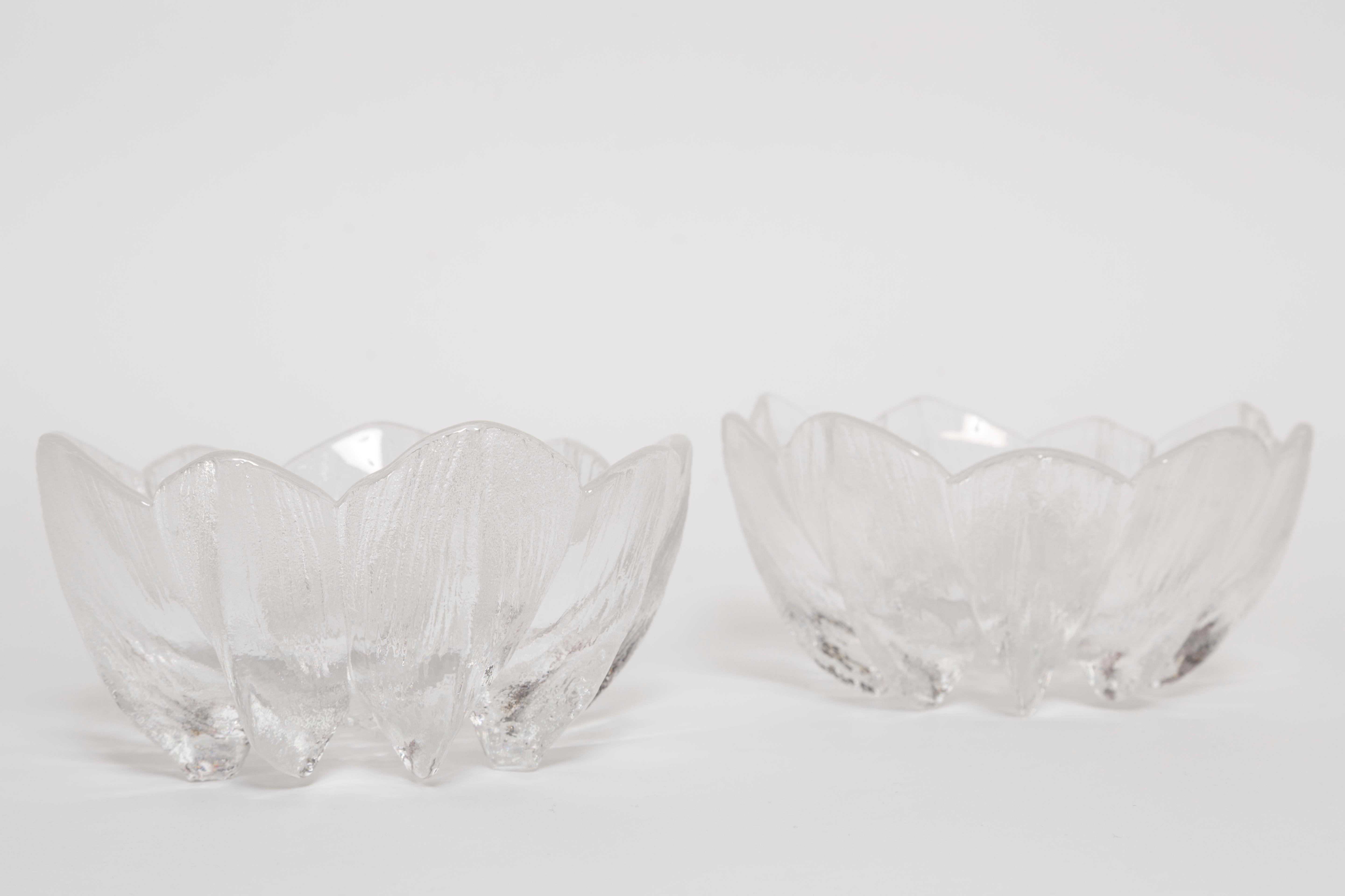 20th Century Vintage Transparent Decorative Glass Flower Bowls, Drost, Europe, 1960s For Sale