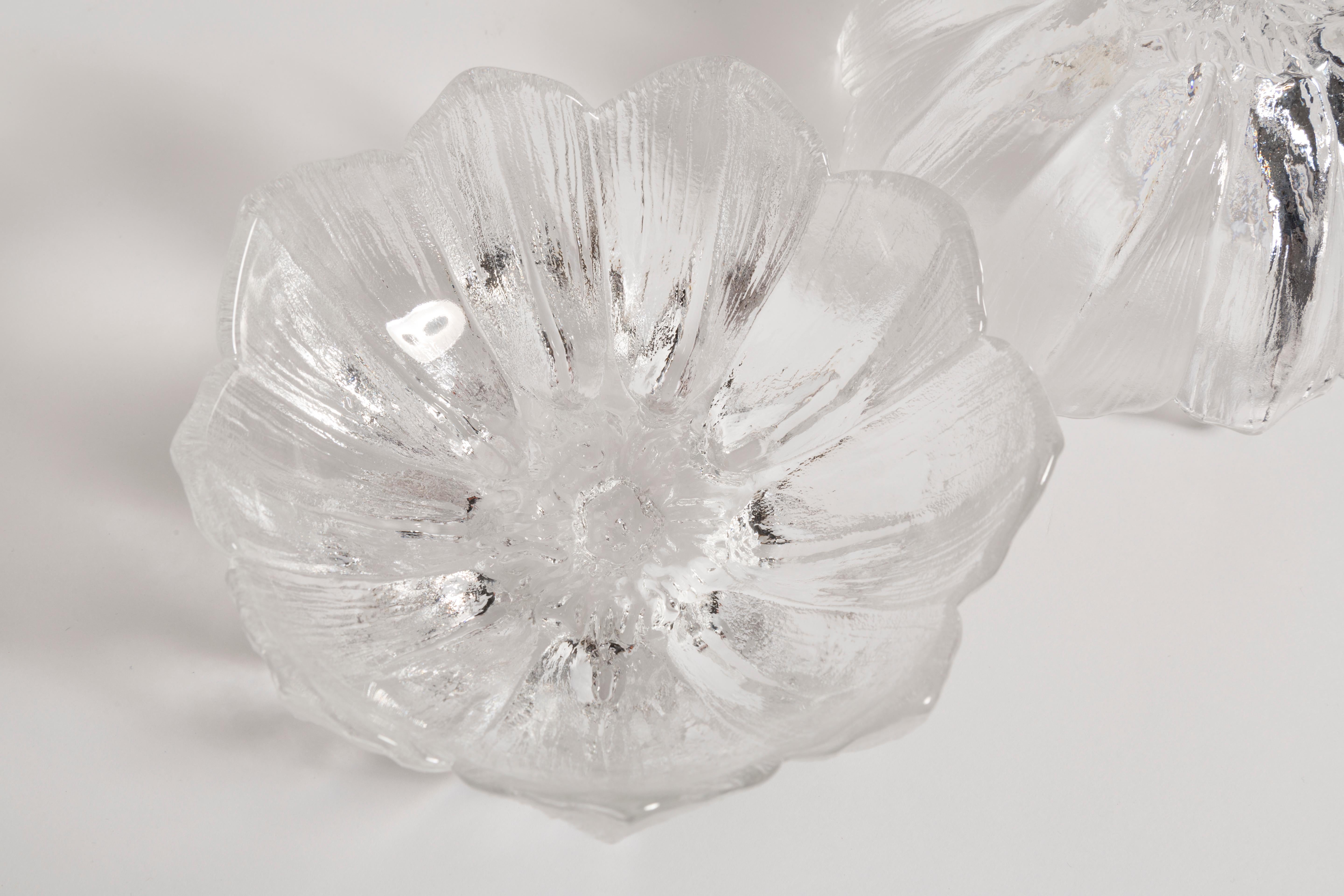 Vintage Transparent Decorative Glass Flower Bowls, Drost, Europe, 1960s For Sale 2