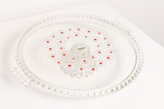 Vintage Transparent Decorative Glass Plate with Flowers, Italy, 1960s