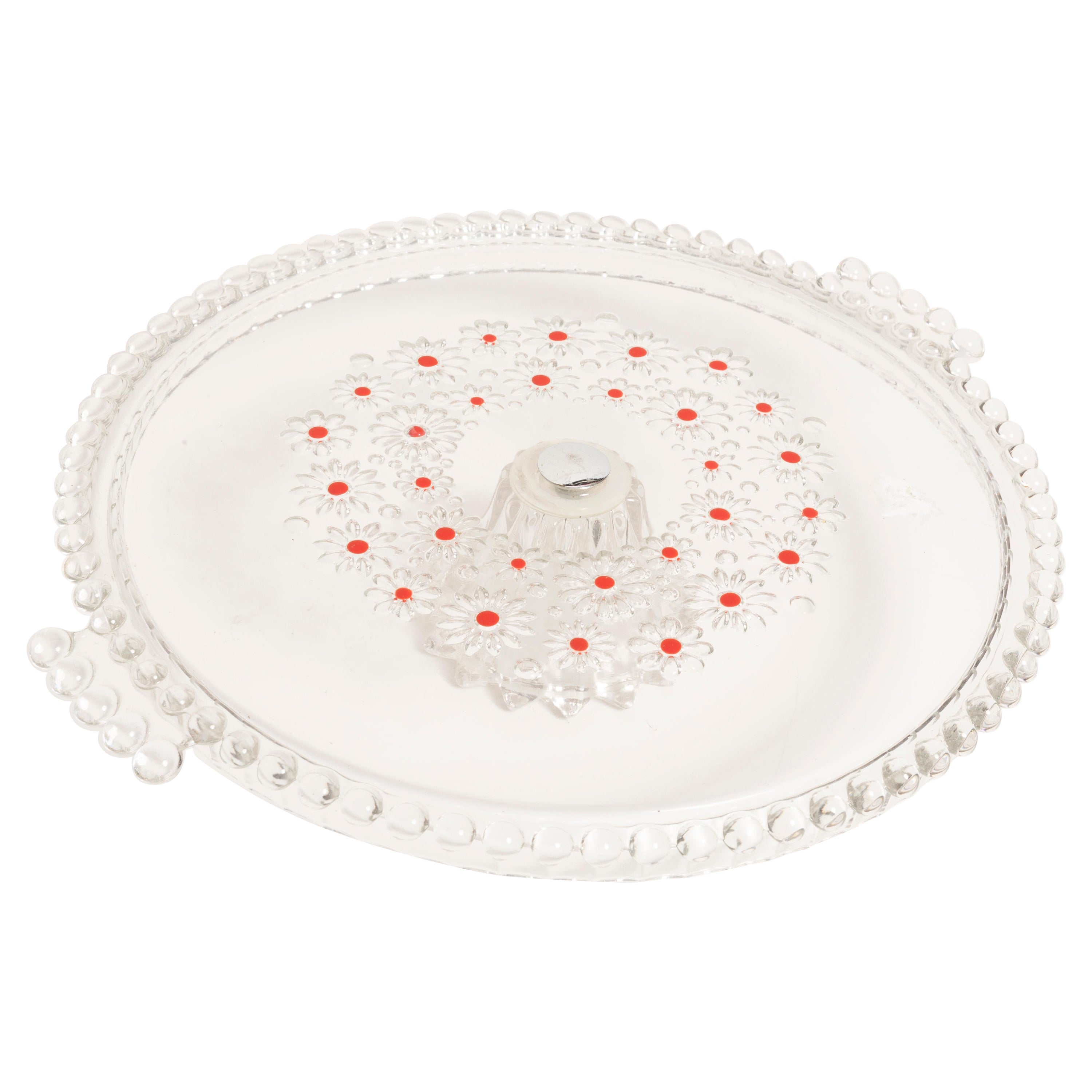 Transparenter Vintage-Deko-Glasteller mit Blumen, Italien, 1960er Jahre
