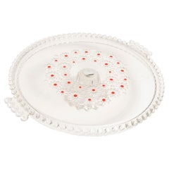 Vintage Transparent Decorative Glass Plate with Flowers, Italy, 1960s