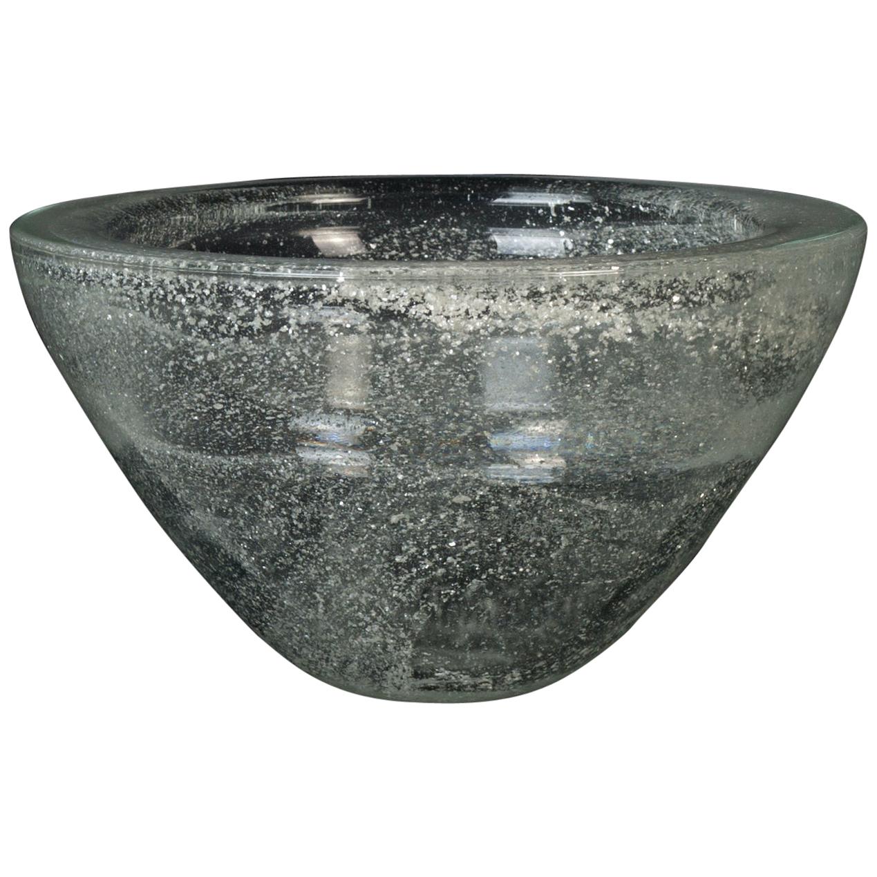 Vintage Transparent Glass Bowl, Italy, 1970s