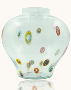Vase vintage en verre de Murano transparent, années 1930