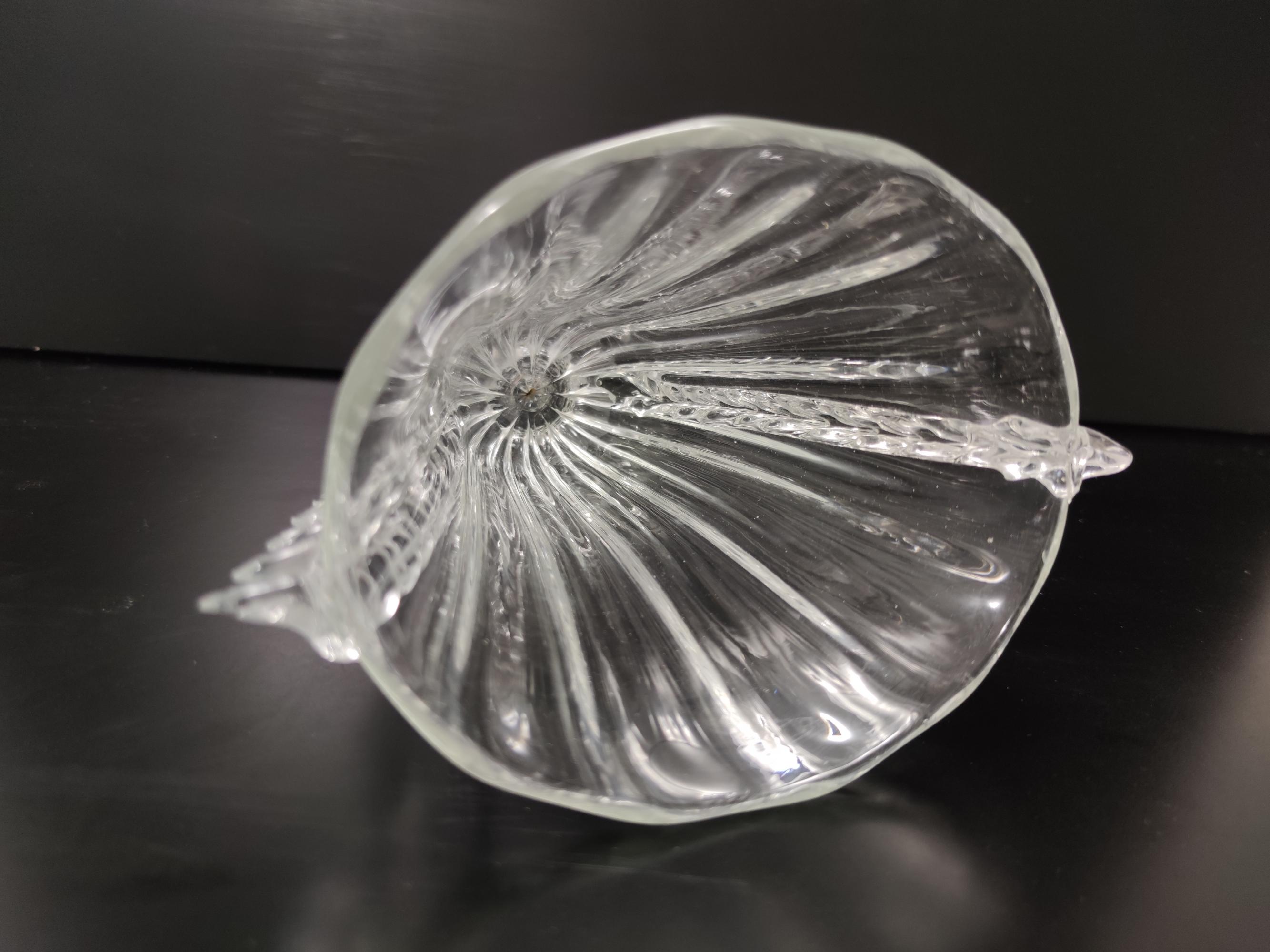 Mid-20th Century Vintage Transparent Murano Glass Vase by Barovier and Toso, Italy For Sale