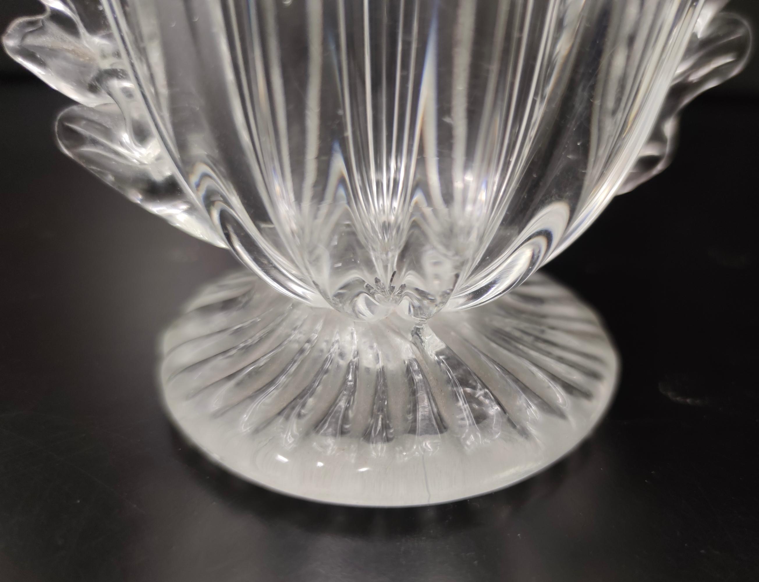 Vintage Transparent Murano Glass Vase by Barovier and Toso, Italy For Sale 2