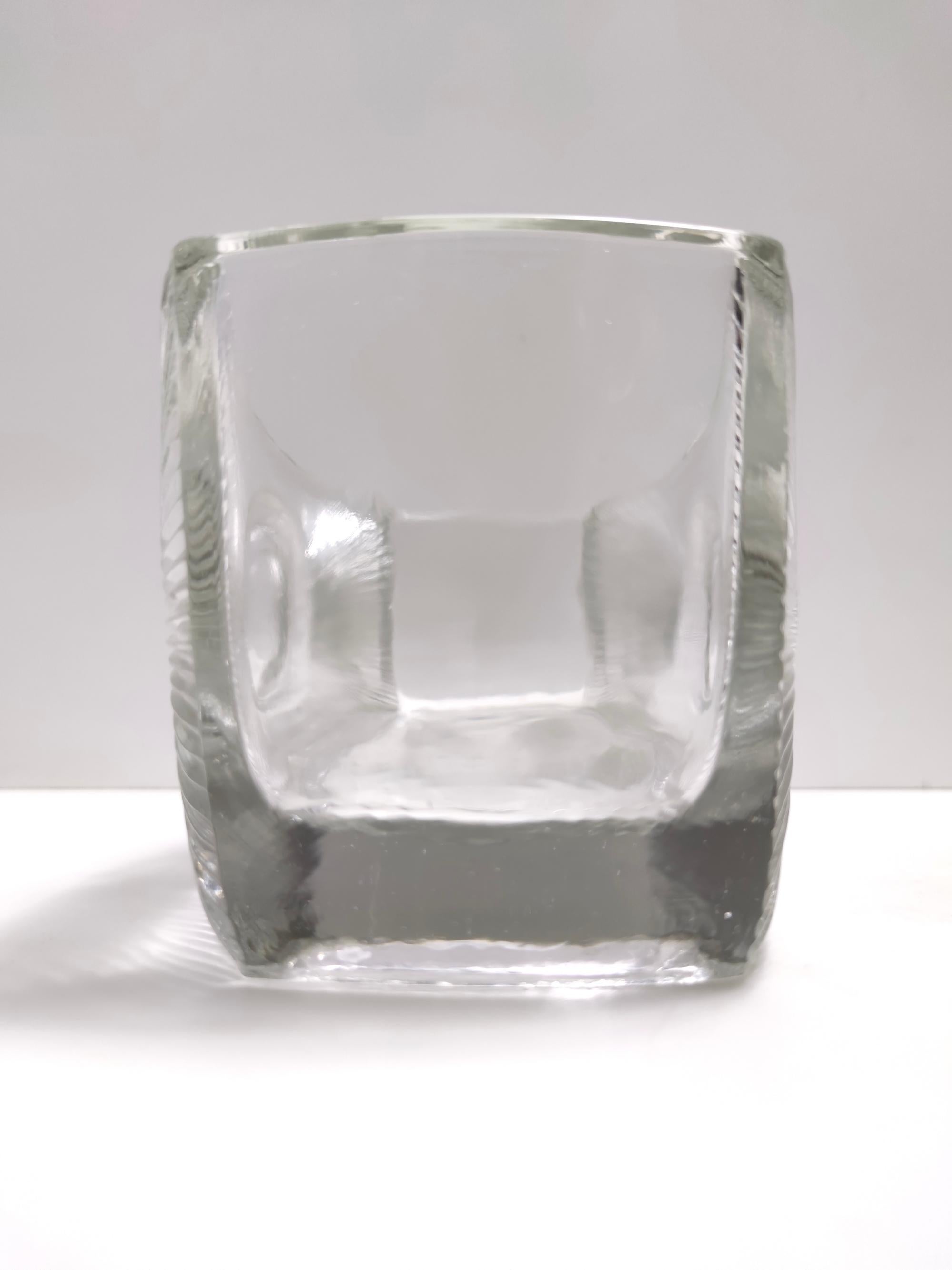 Vintage Transparent Pressed Glass Vase SUN by Rudolf Jurnikl for Sklárna In Excellent Condition For Sale In Bresso, Lombardy