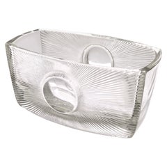 Vintage Transparent Pressed Glass Vase SUN by Rudolf Jurnikl for Sklárna