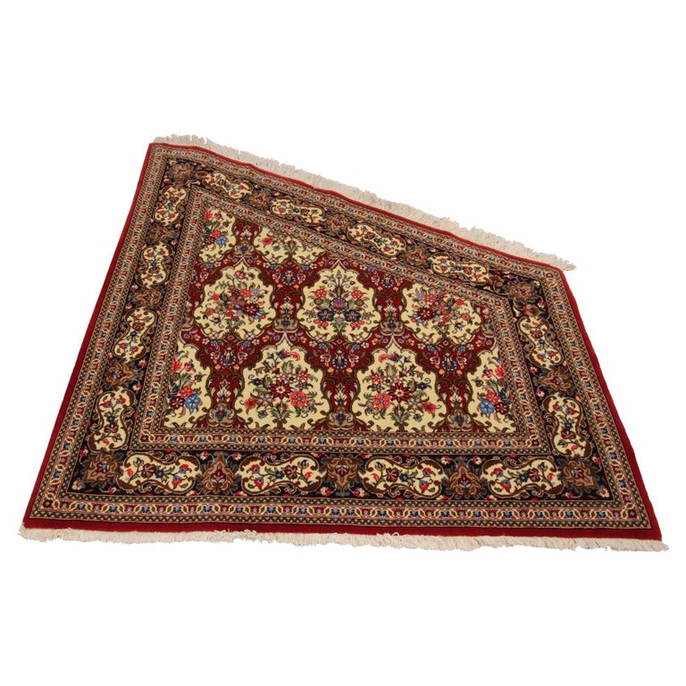 Trapezoid Rug Pattern Vintage Trapezoid Persian Rug Persian Ghom Rare Collector 1950 For Sale ...
