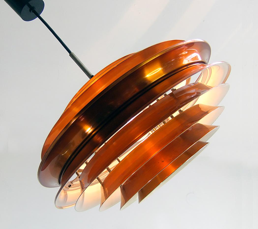 Mid-Century Modern Lampe à suspension vintage Trava en cuivre de Carl Thore pour Granhaga, années 1960
