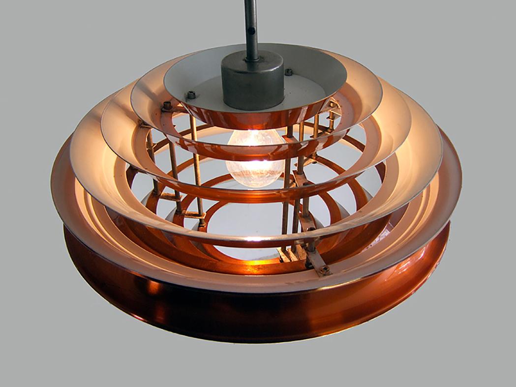 Vintage Trava Copper Pendant Lamp by Carl Thore for Granhaga, 1960s In Good Condition In Niederdorfelden, Hessen