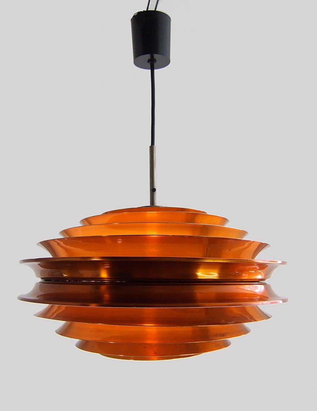 Mid-20th Century Vintage Trava Copper Pendant Lamp by Carl Thore for Granhaga, 1960s
