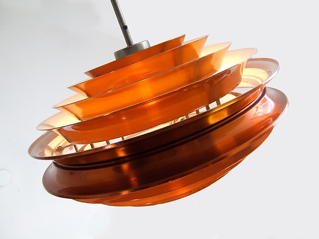 Metal Vintage Trava Copper Pendant Lamp by Carl Thore for Granhaga, 1960s