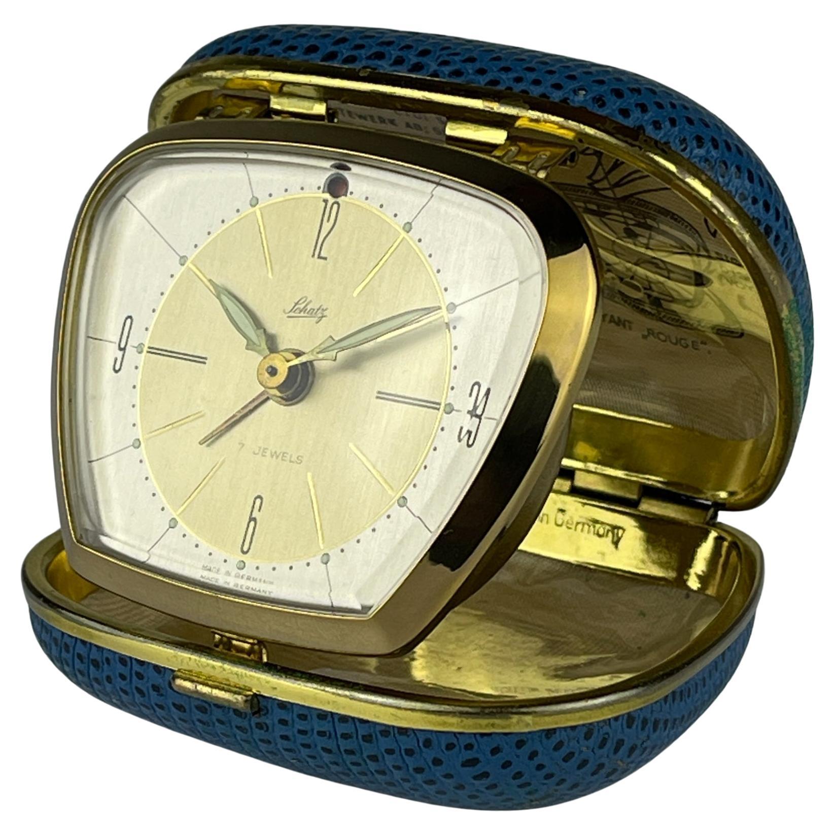 Vintage travel alarm clock by Schatz, 7 Jewel, Germany, 1970s