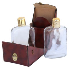 Vintage travel bar and flasks