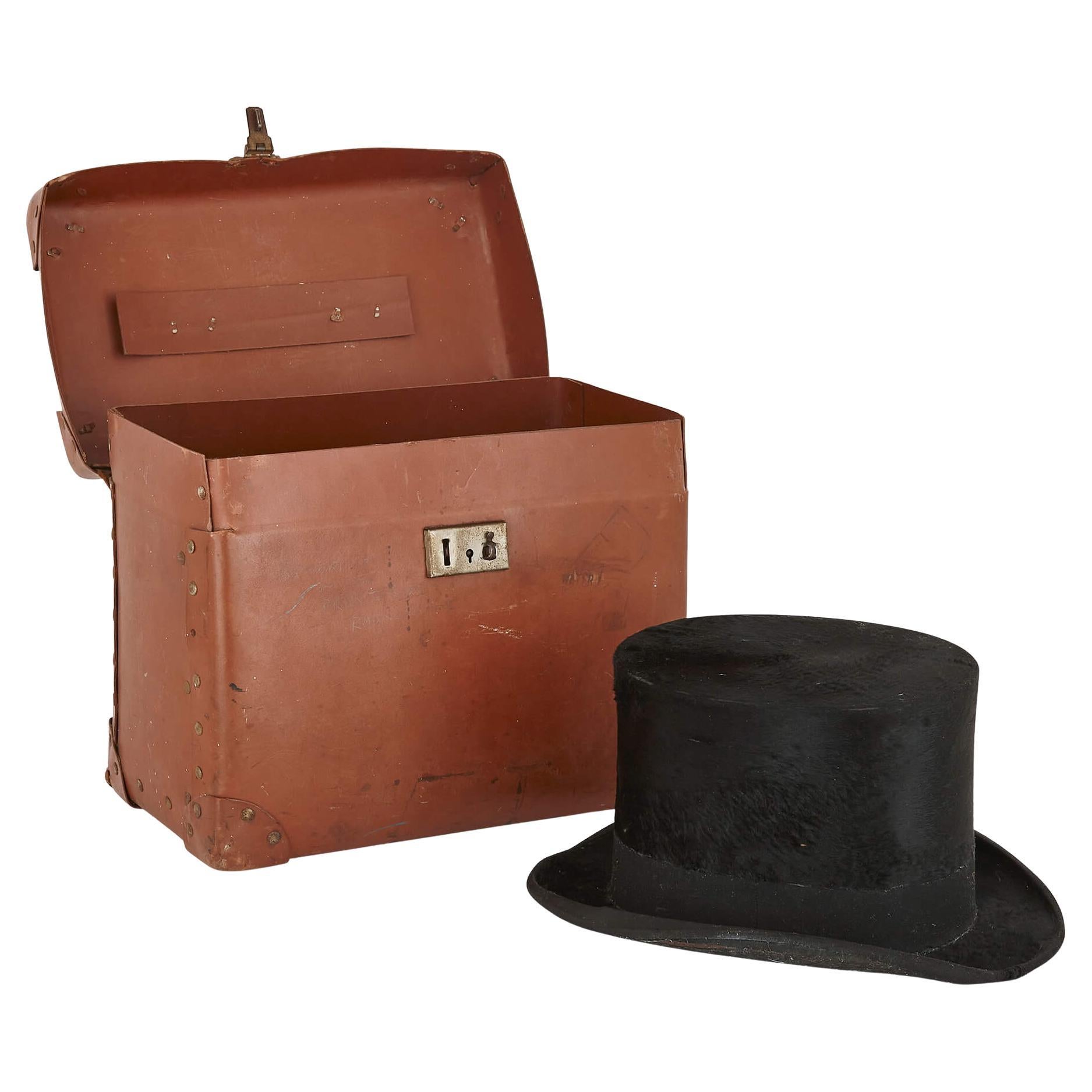 Vintage Travel Case and Top Hat by Tress & Co., London For Sale