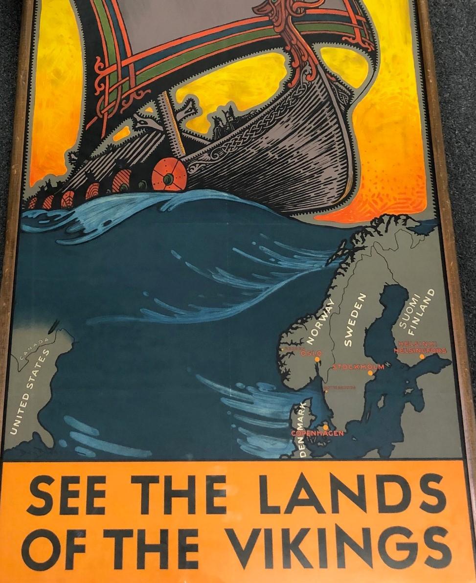 Swedish Vintage Travel Poster 'See the Land of the Vikings' by Ben Blessum, 1937