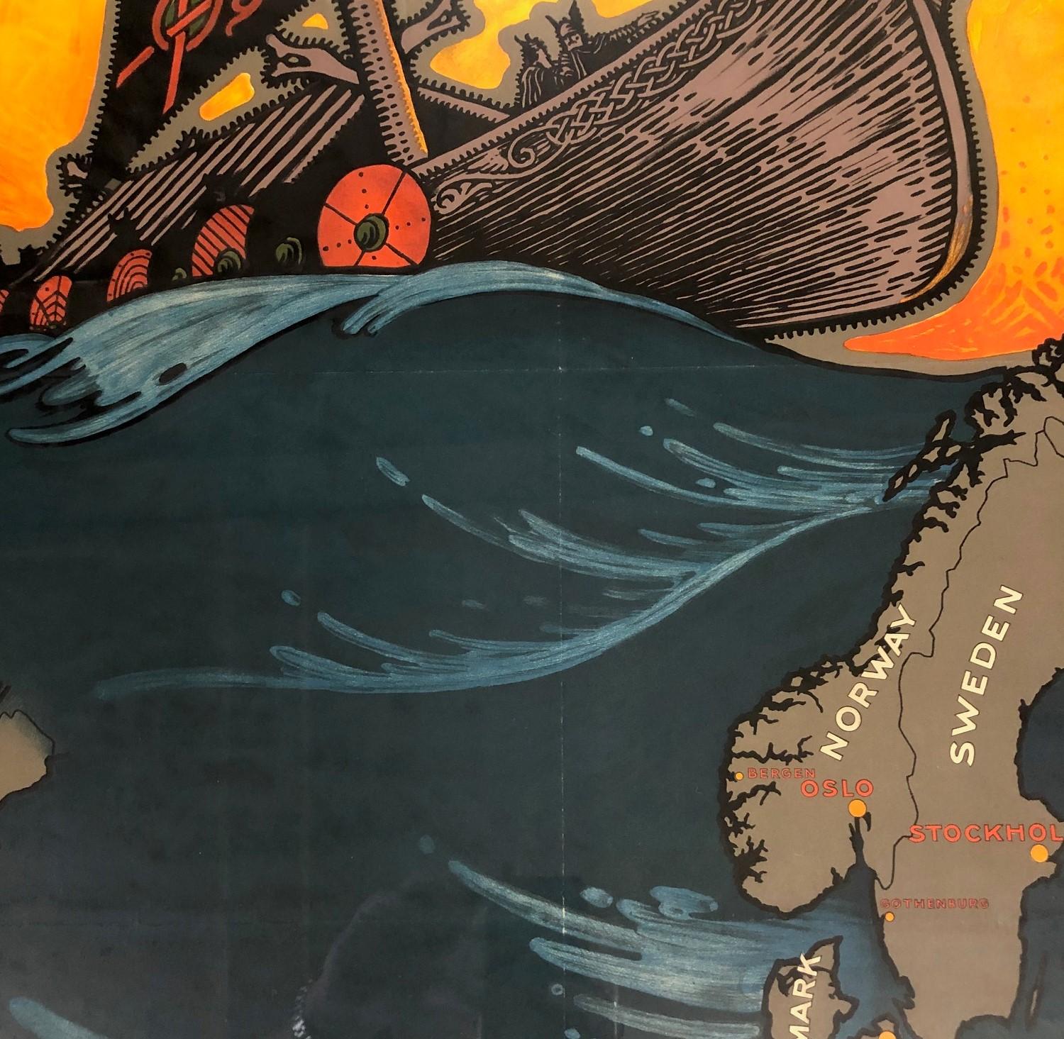 Vintage Travel Poster 'See the Land of the Vikings' by Ben Blessum, 1937 In Good Condition In San Diego, CA
